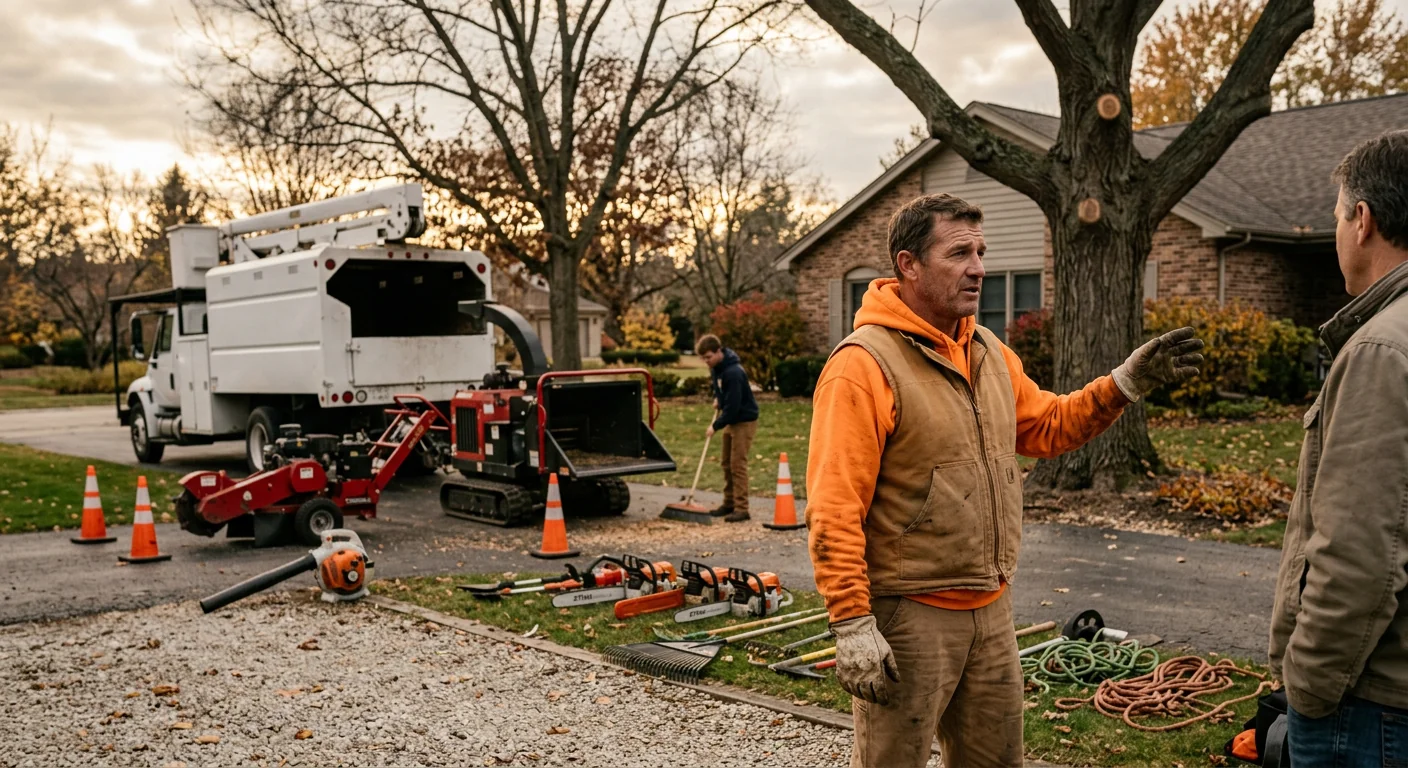 Tree Service equipment ready for customer walkthrough