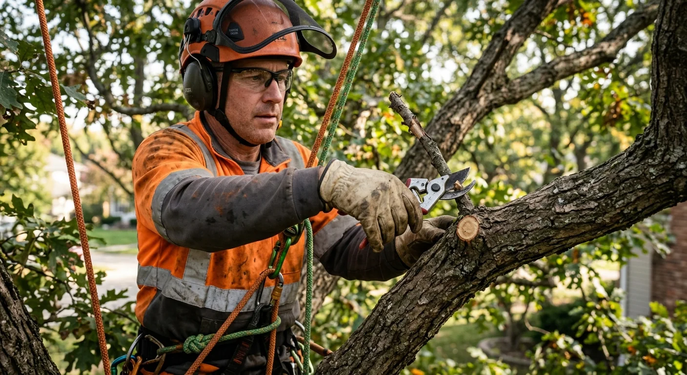 Ground crew rigging a pick point on a large tree trunk