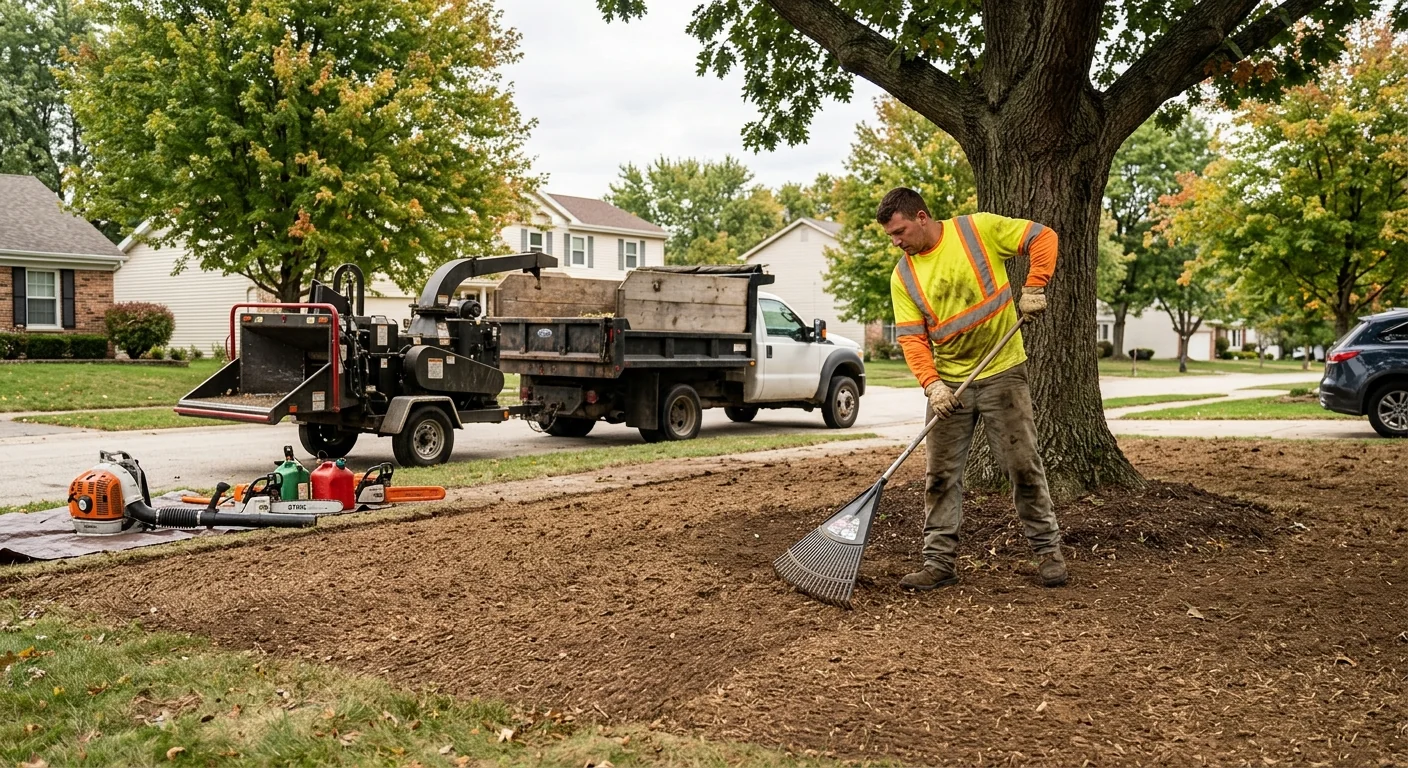 Finished yard cleared and ground raked smooth after storm debris removal