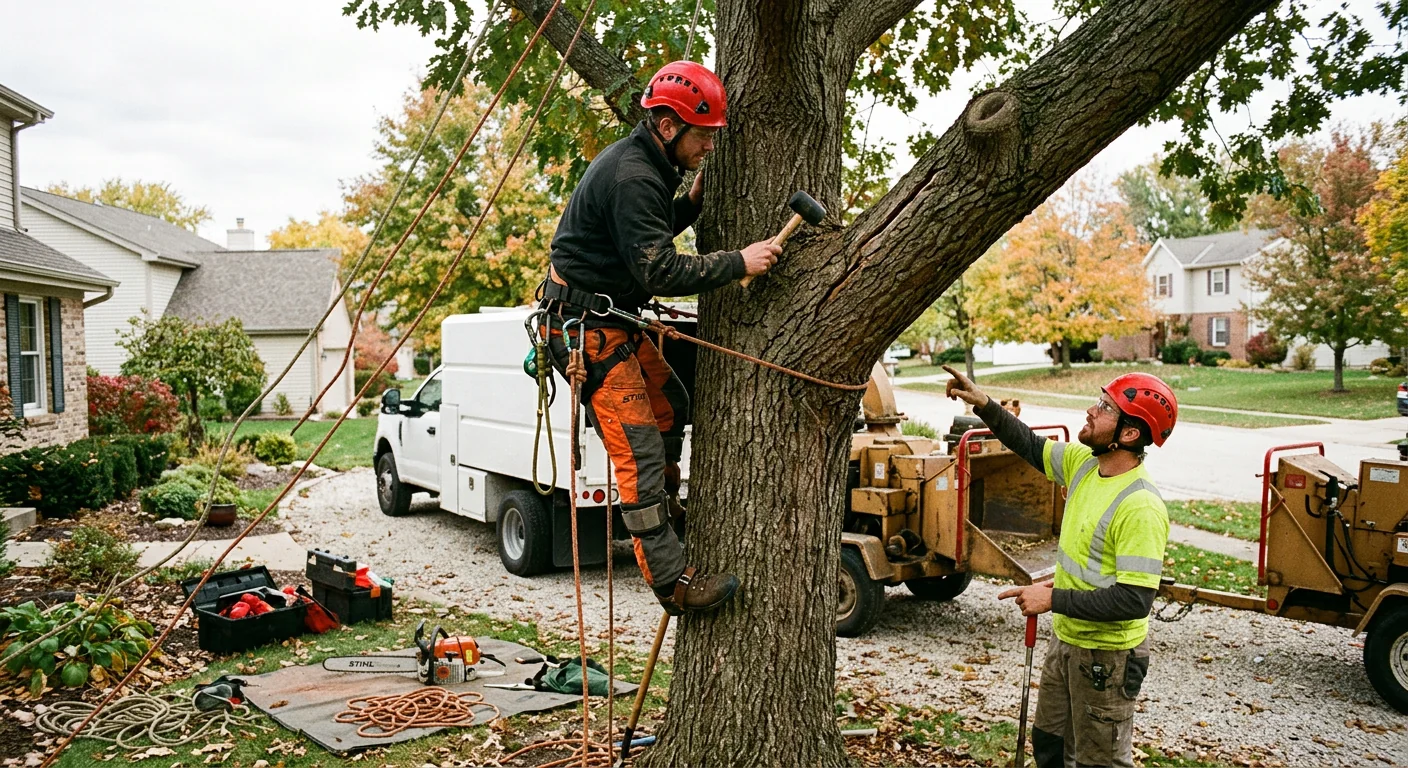 Deadwood and thinning canopy on a stressed mature tree