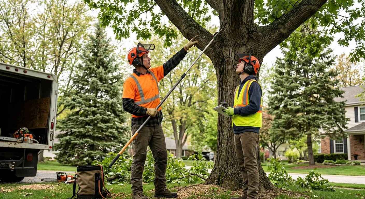 Cracked branch union and deadwood flagged during a St. Charles tree inspection