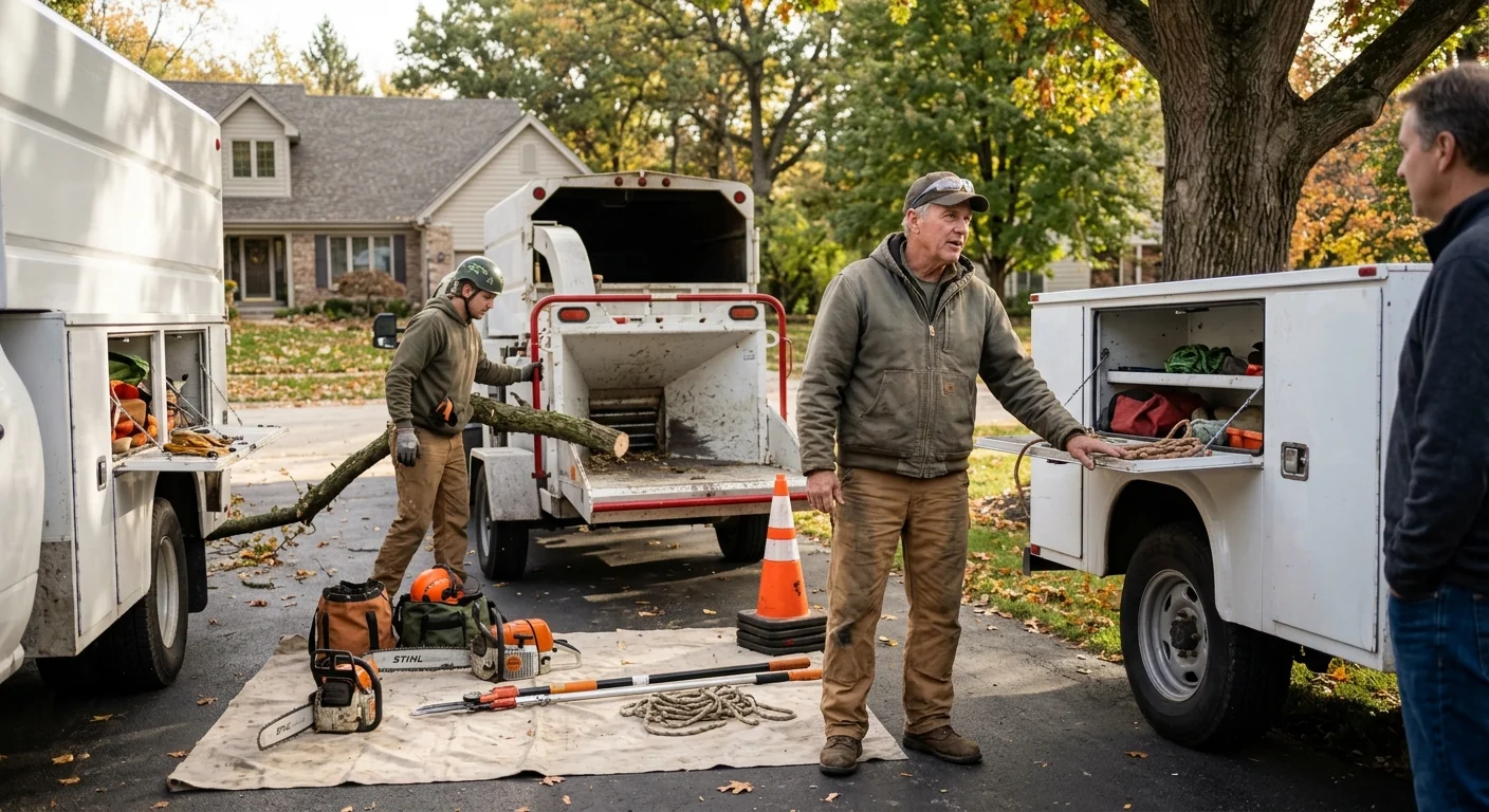 Tree Service equipment ready for customer walkthrough